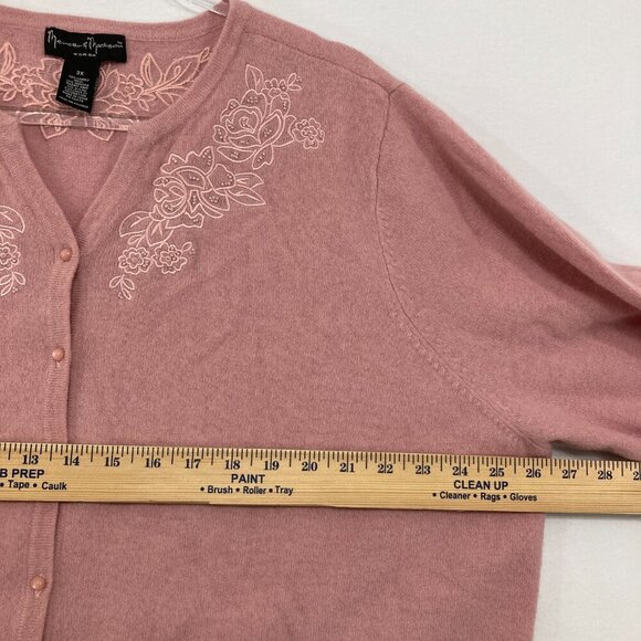 Mercer & Madison size 3X Pink Mauve Lambs Wool Rabbit Hair Embroidered Cardigan - Picture 6 of 9